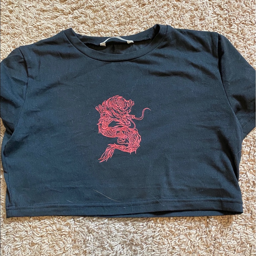 Romwe dragon detail crop top